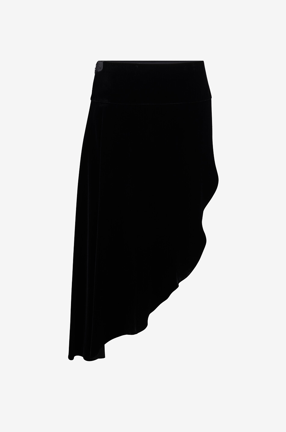 ALAÏA Asymmetric low-rise velvet midi skirt Women BLACK 1