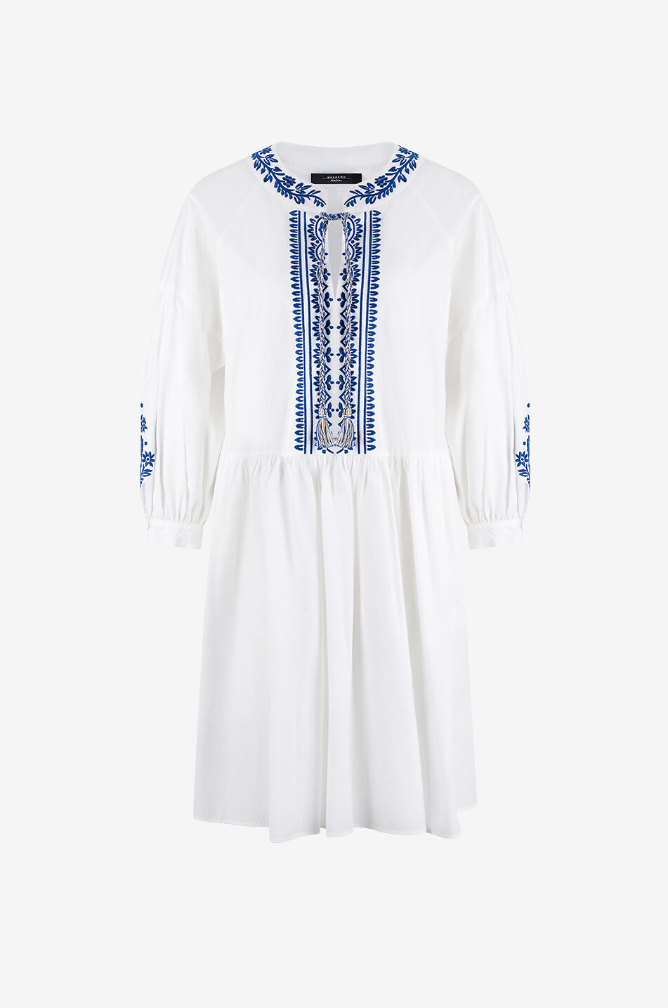 Robe tunique courte en popeline brodée Dirce