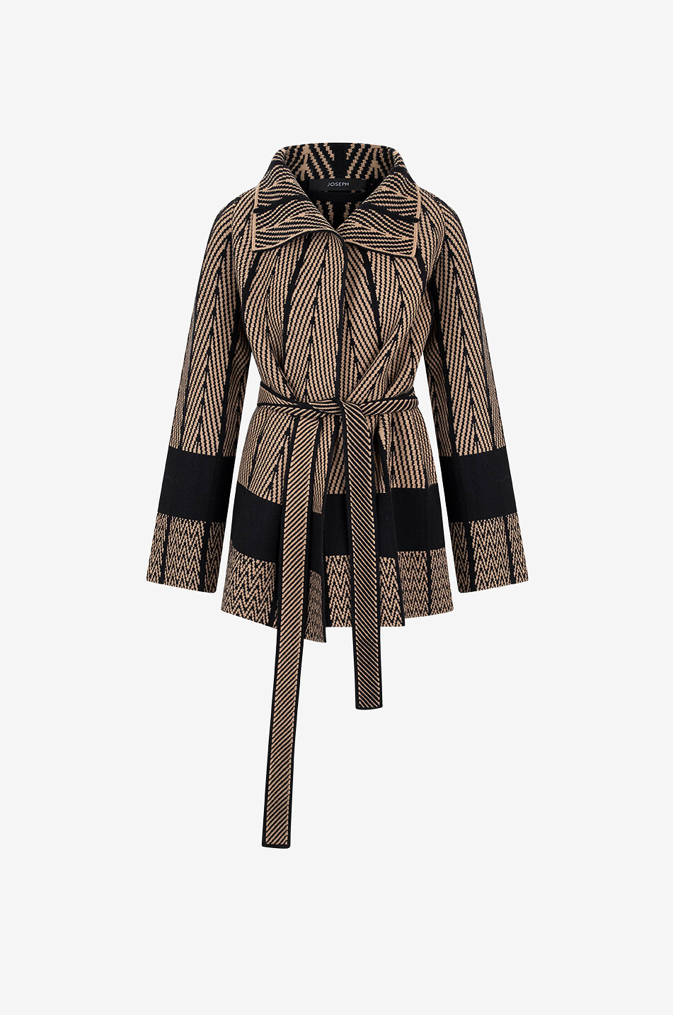 JOSEPH Veste kimono en laine à chevrons Femme MARRON MOYEN 1