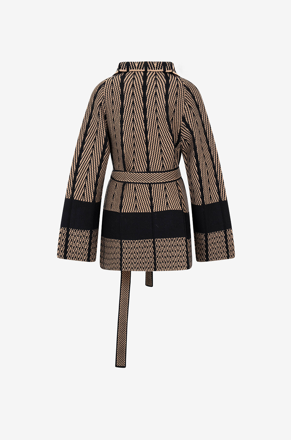 JOSEPH Veste kimono en laine à chevrons Femme MARRON MOYEN 2