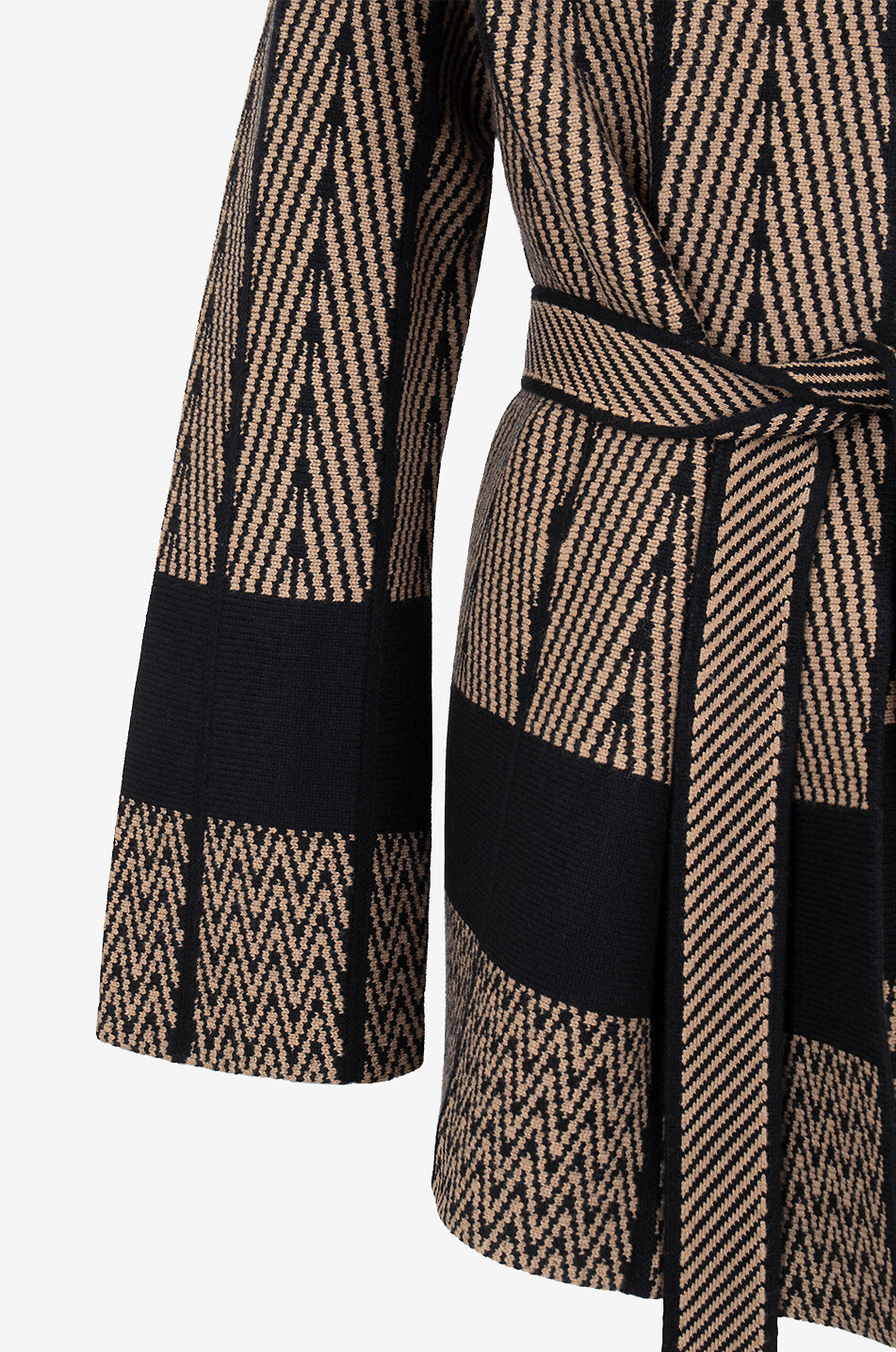 JOSEPH Veste kimono en laine à chevrons Femme MARRON MOYEN 3