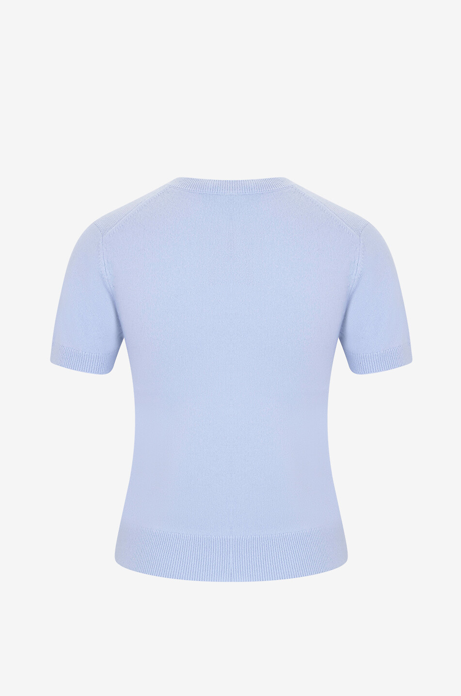 VINCE Pull ajusté à manches courtes en laine et cachemire Femme BLEU MOYEN 2