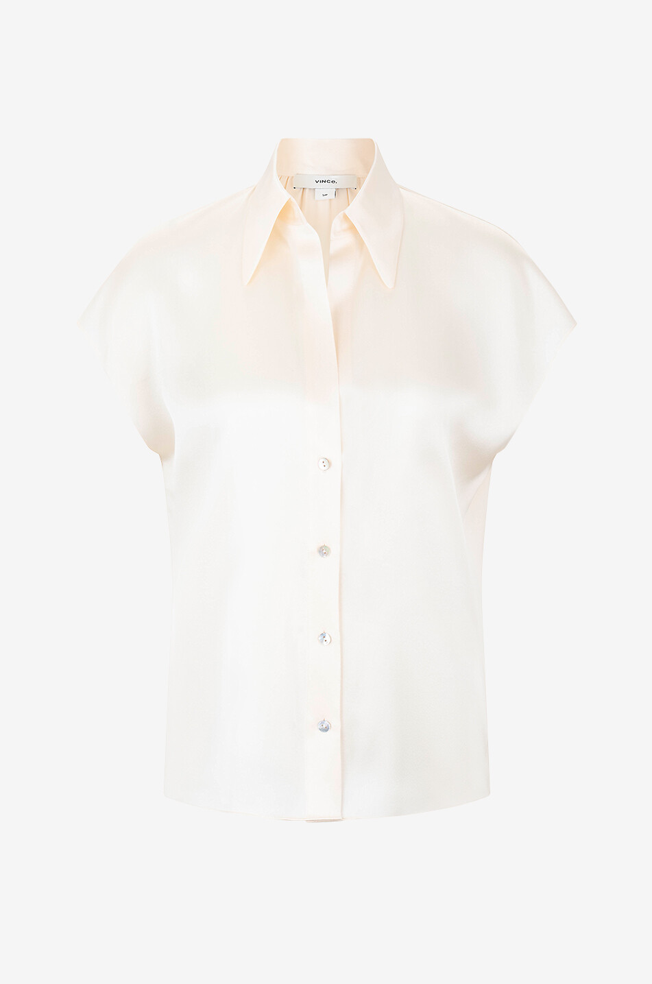 VINCE Silk short sleeved blouse Women WHITE 1