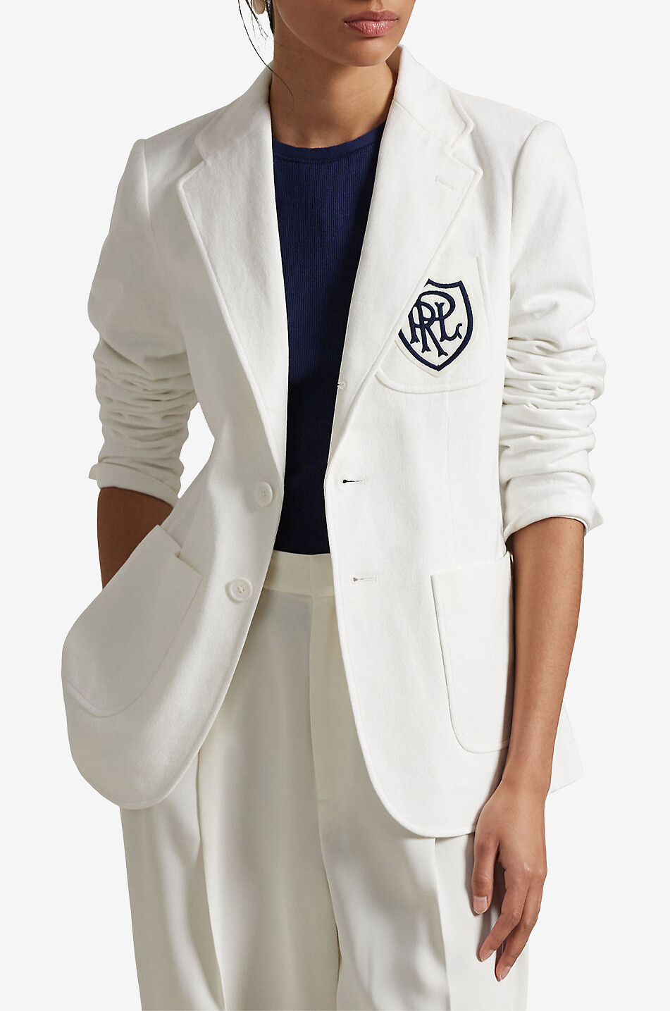 POLO RALPH LAUREN Einreihiger Jersey-Blazer Utility Damen WEISS 2