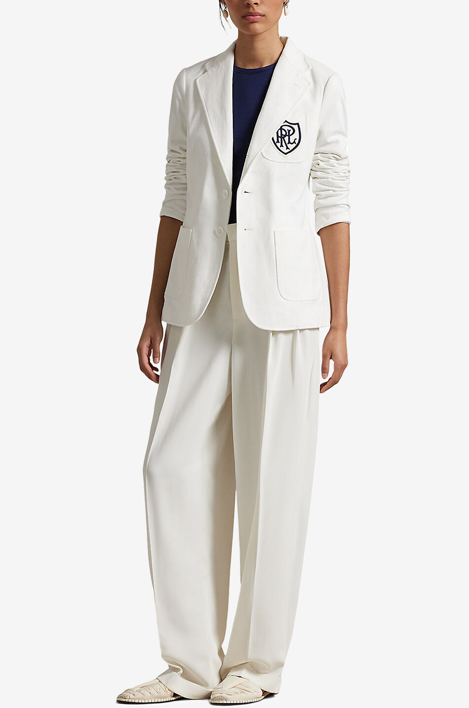 POLO RALPH LAUREN Einreihiger Jersey-Blazer Utility Damen WEISS 4