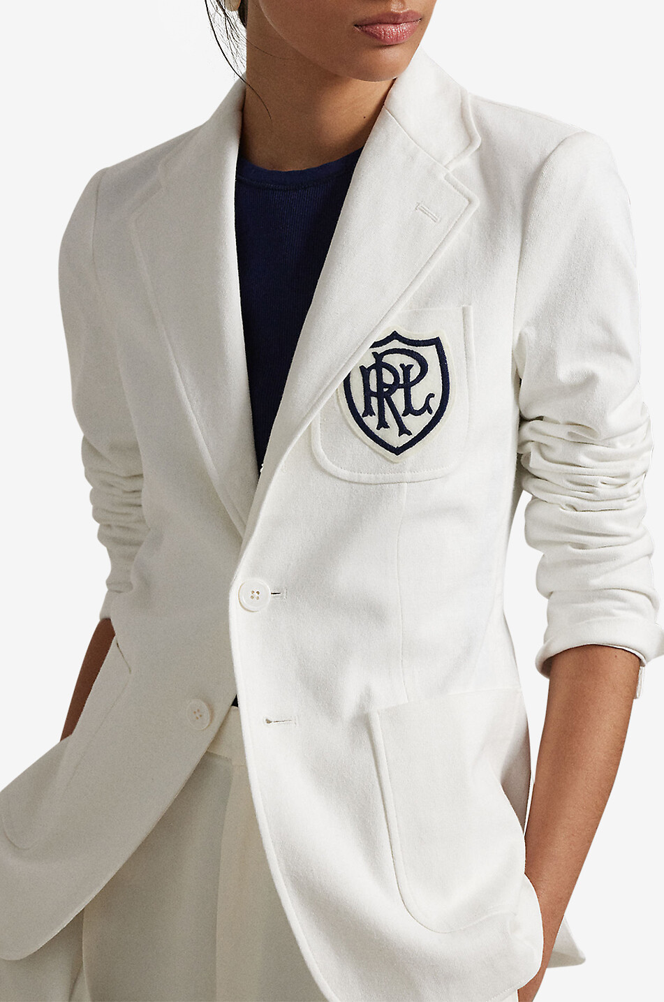 POLO RALPH LAUREN Einreihiger Jersey-Blazer Utility Damen WEISS 5