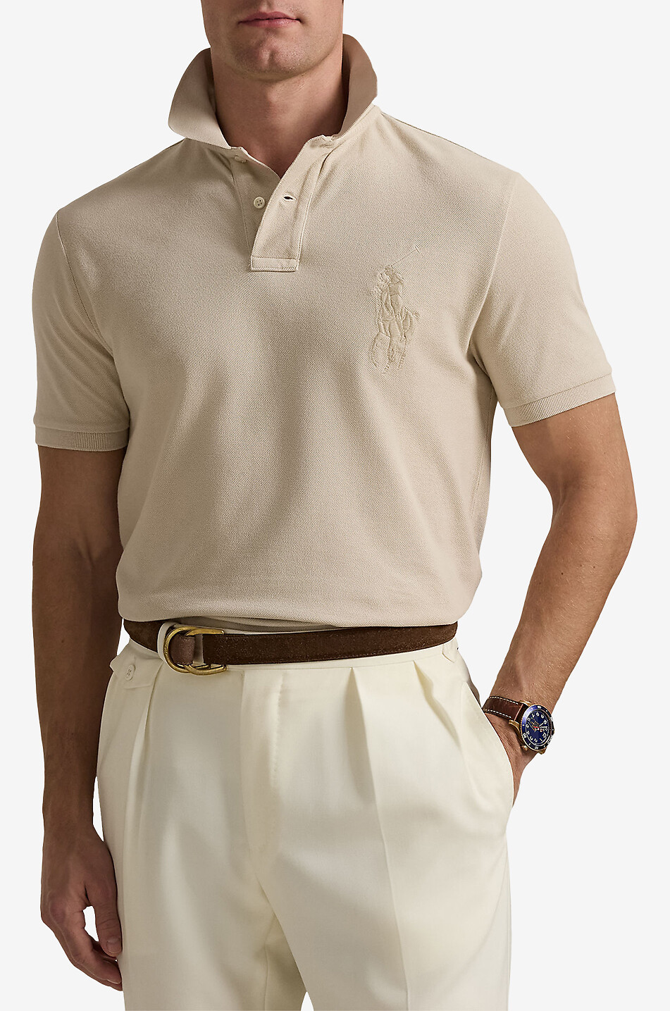 POLO RALPH LAUREN Kurzarm-Polohemd Custom Slim Big Pony Herren HELLGRAU 2
