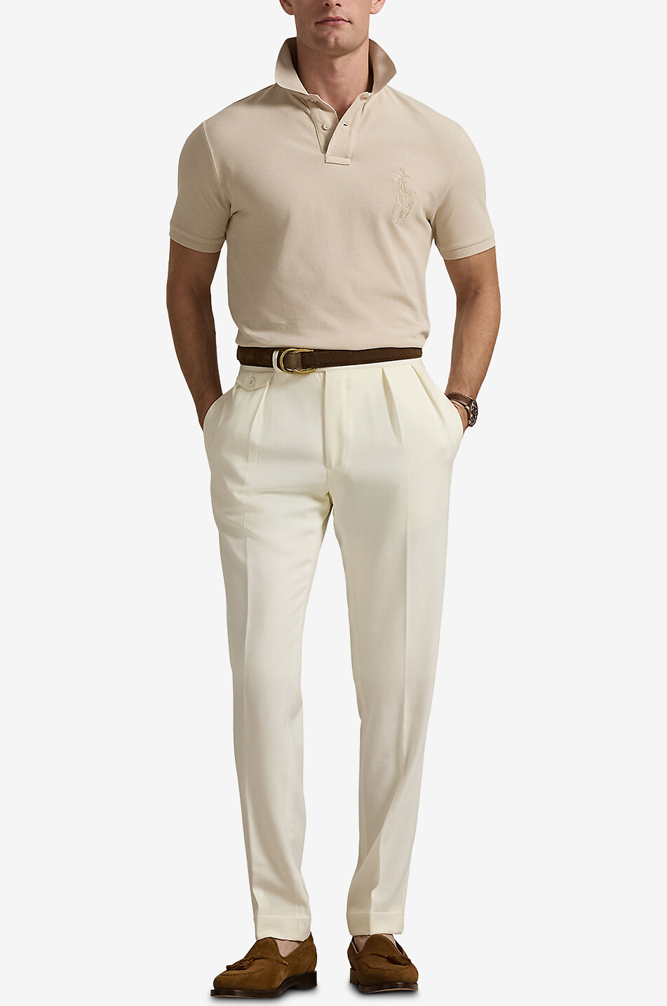 POLO RALPH LAUREN Kurzarm-Polohemd Custom Slim Big Pony Herren HELLGRAU 4