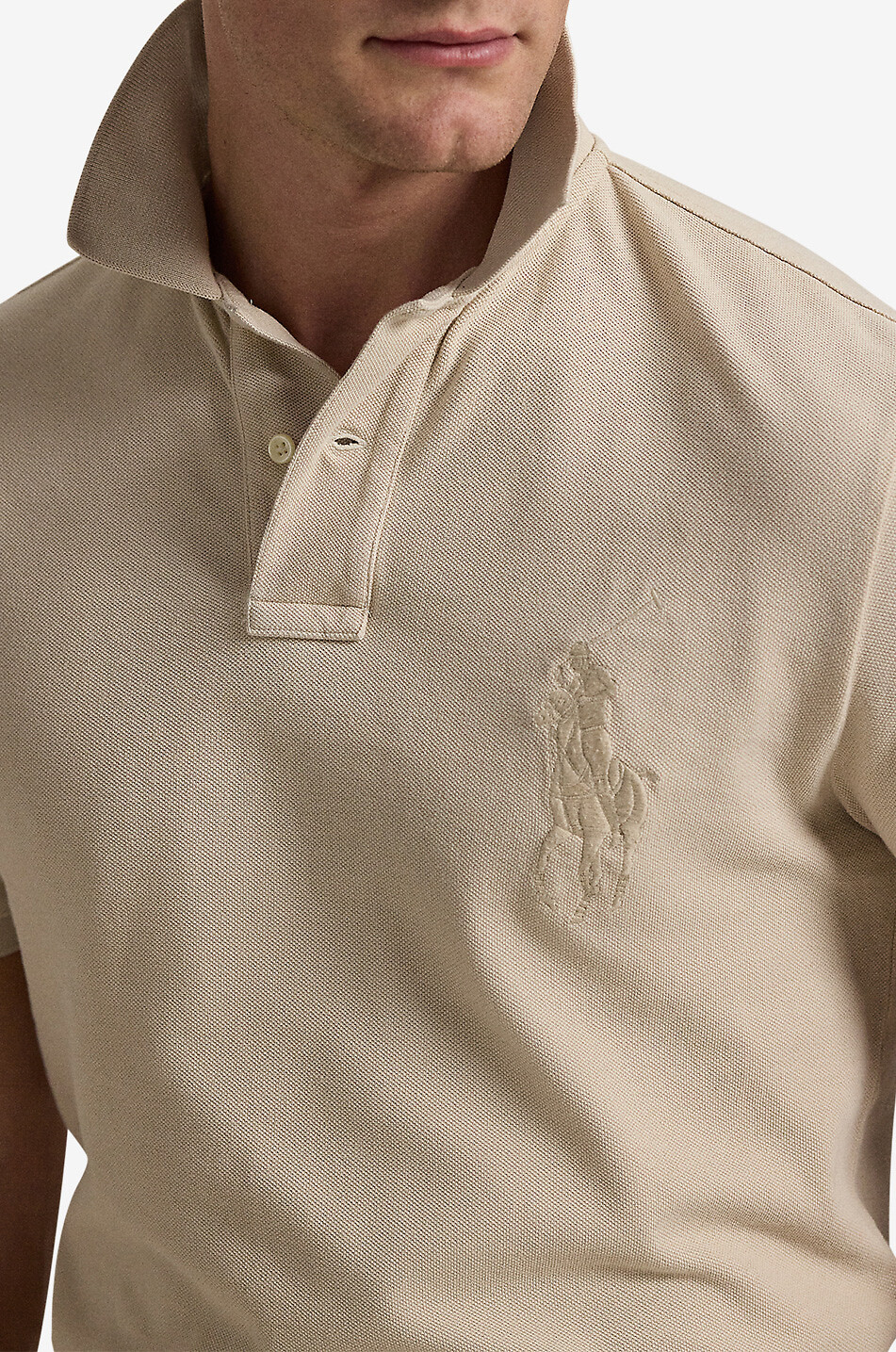 POLO RALPH LAUREN Kurzarm-Polohemd Custom Slim Big Pony Herren HELLGRAU 5