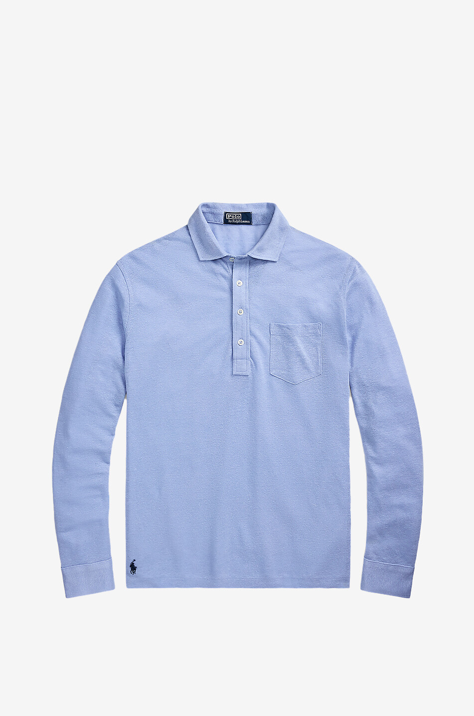 Pony long-sleeved linen piqué polo shirt