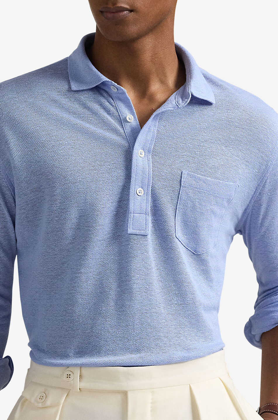 POLO RALPH LAUREN Polo à manches longues en lin piqué Pony Homme BLEU 6
