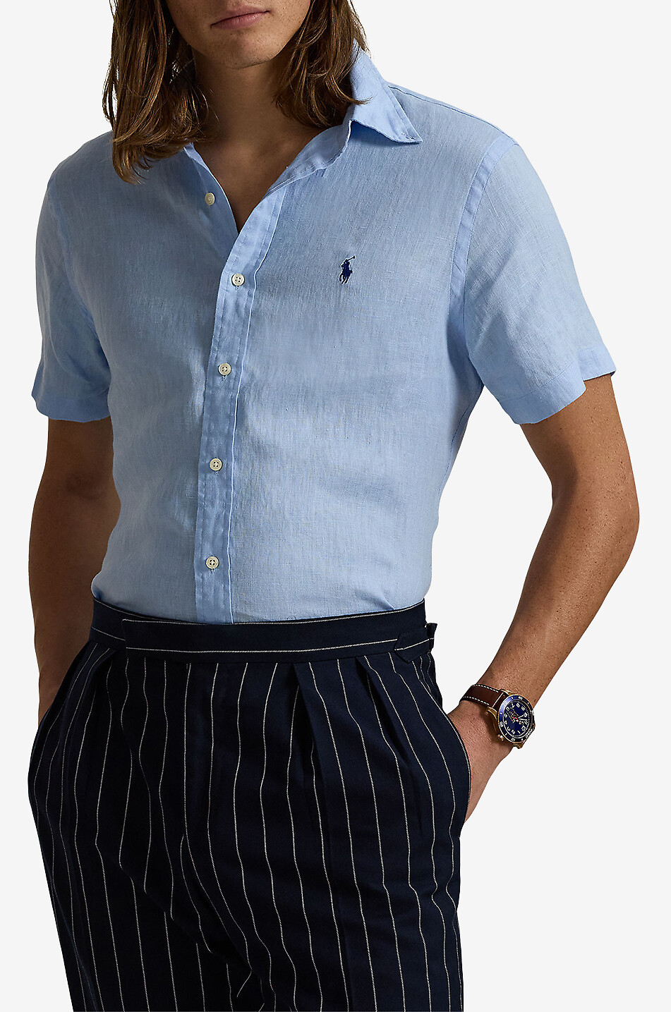 Kurzarm-Leinenhemd Custom Fit