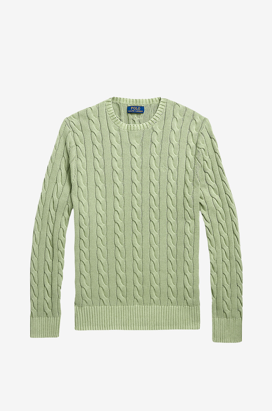 Cotton cable-knit crewneck jumper