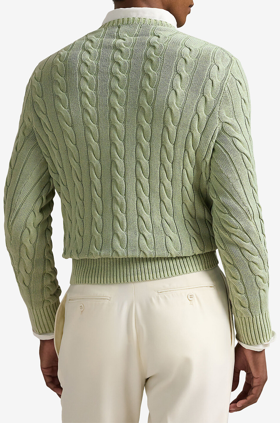 Cotton cable-knit crewneck jumper