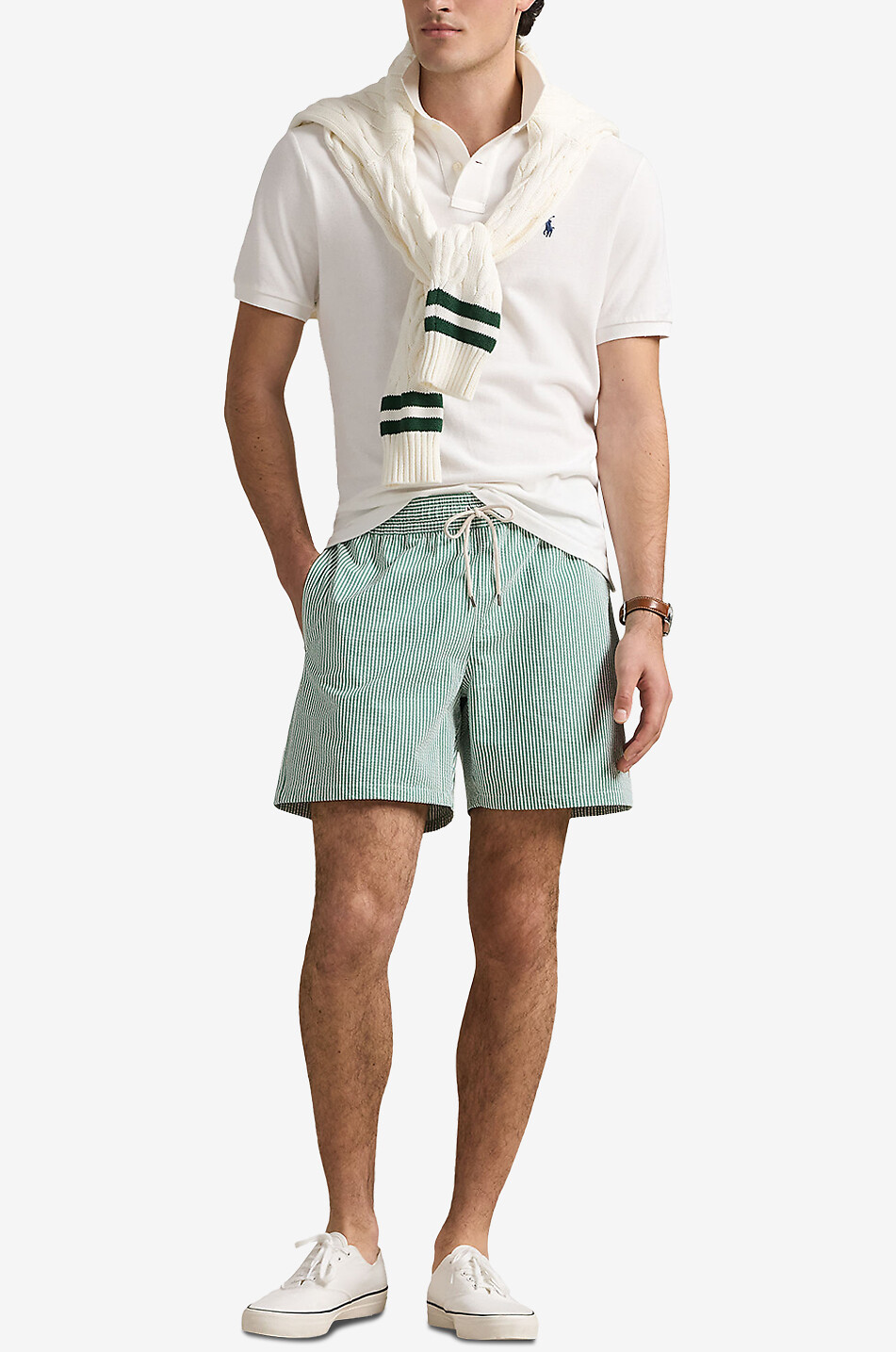 POLO RALPH LAUREN Short de bain en seersucker Traveller Homme VERT 4