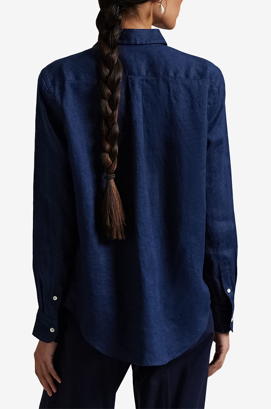 POLO RALPH LAUREN Chemise en lin à manches longues Classic Fit Femme BLEU FONCE 3