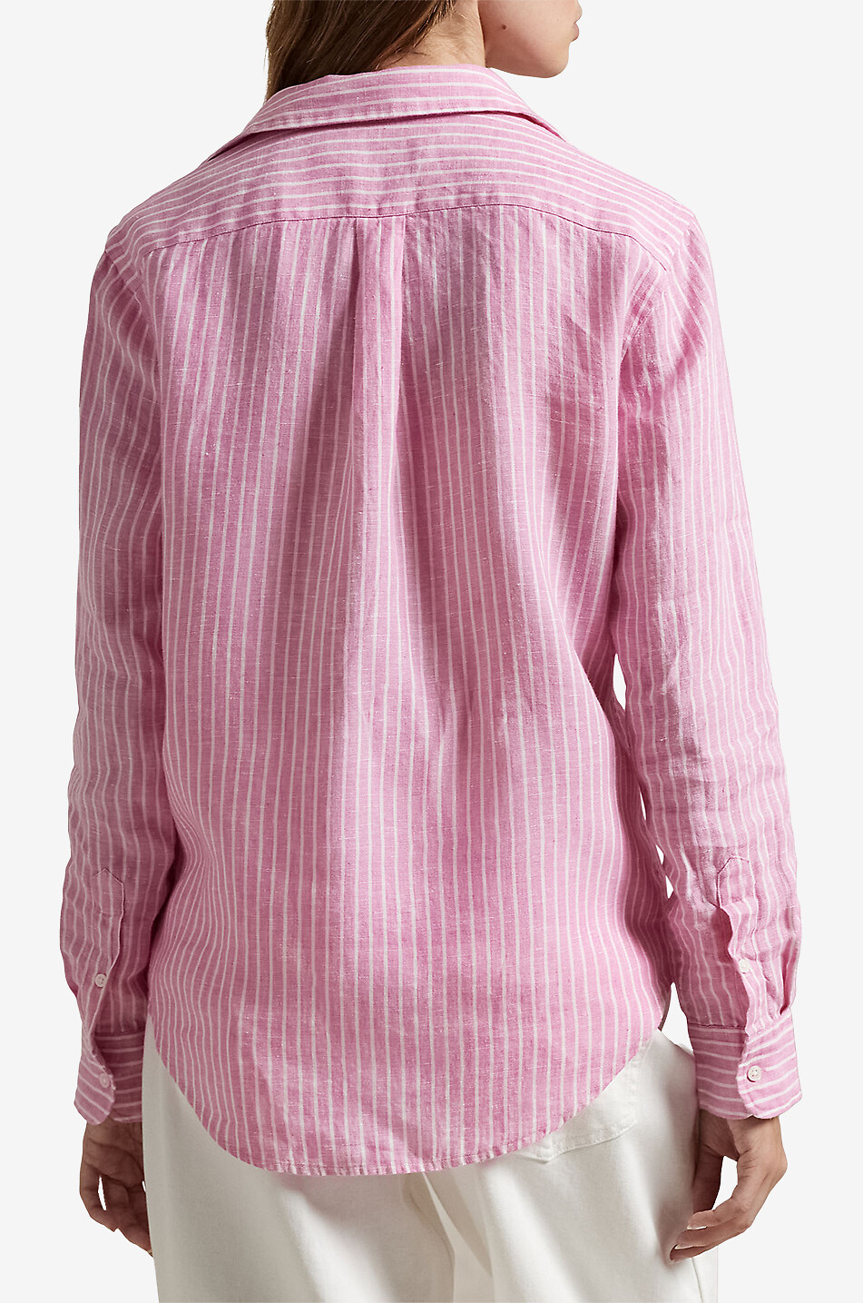 POLO RALPH LAUREN Classic Fit striped linen long-sleeved shirt Women PINK 3