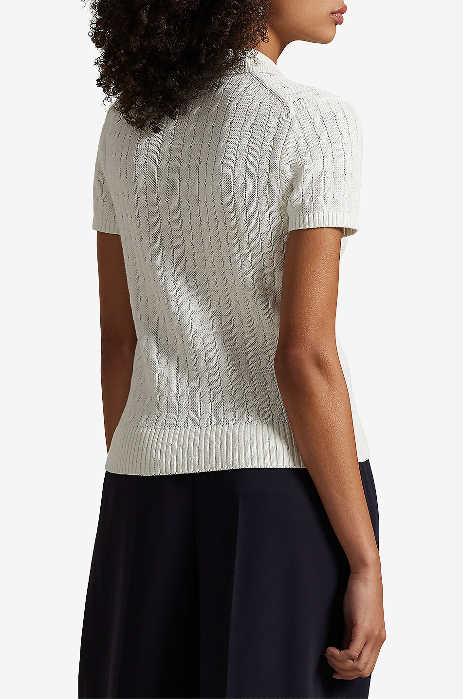 POLO RALPH LAUREN Cardigan torsadé en coton à manches courtes Pony Femme BLANC 4