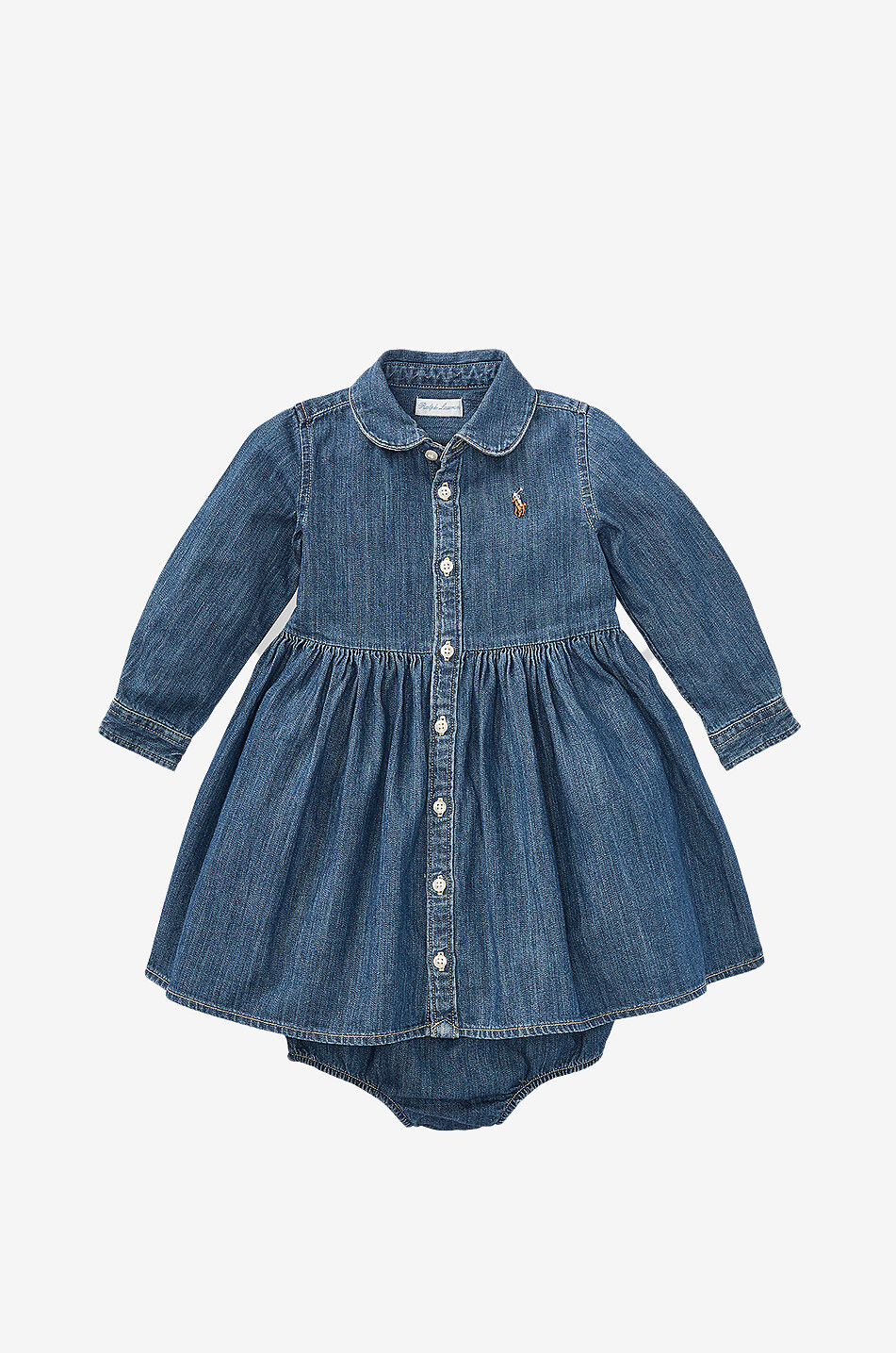 Pony baby denim shirt dress