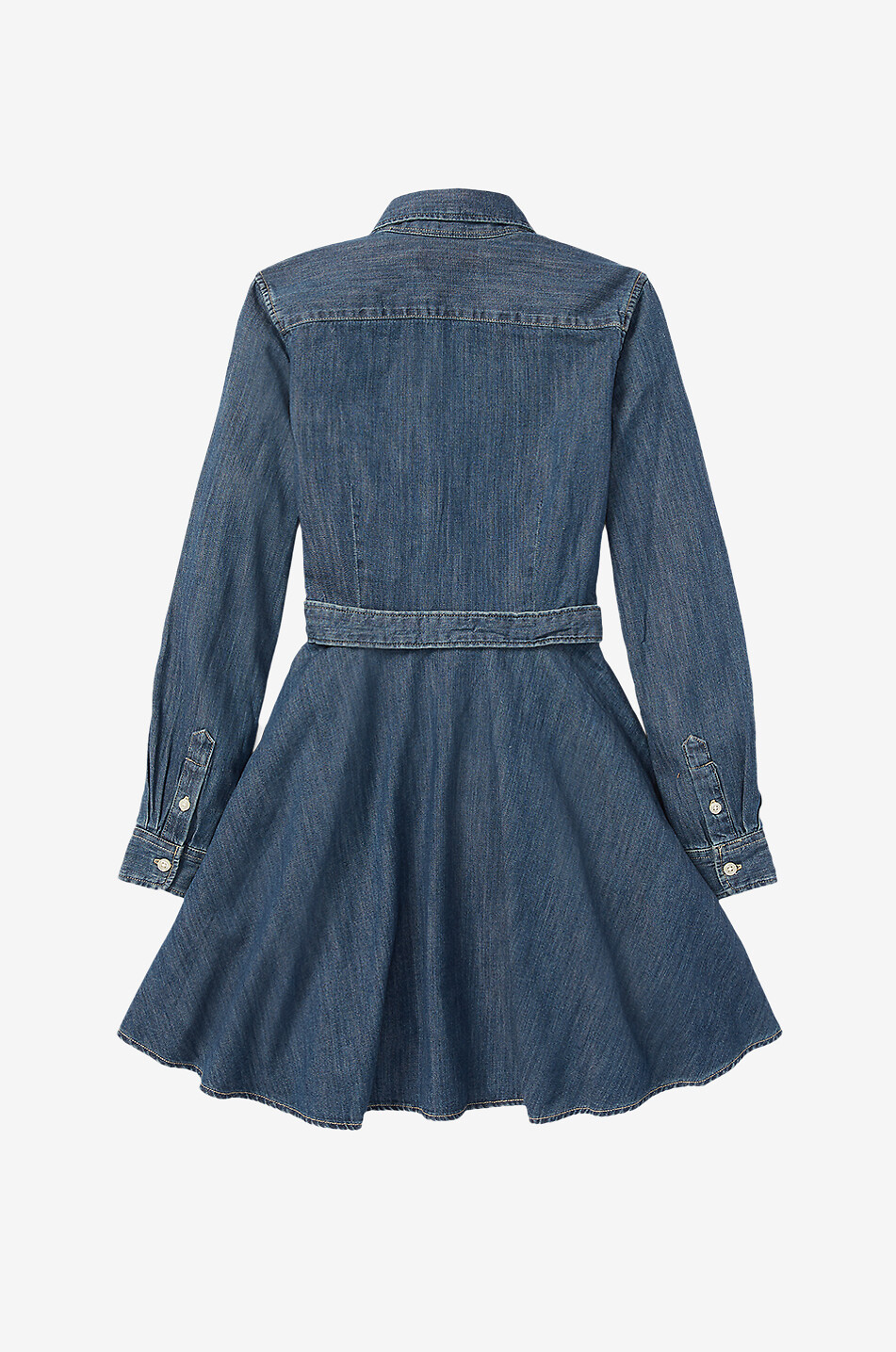 POLO RALPH LAUREN Langarm-Jeans-Hemdkleid für Mädchen Pony Mädchen BLAU 2