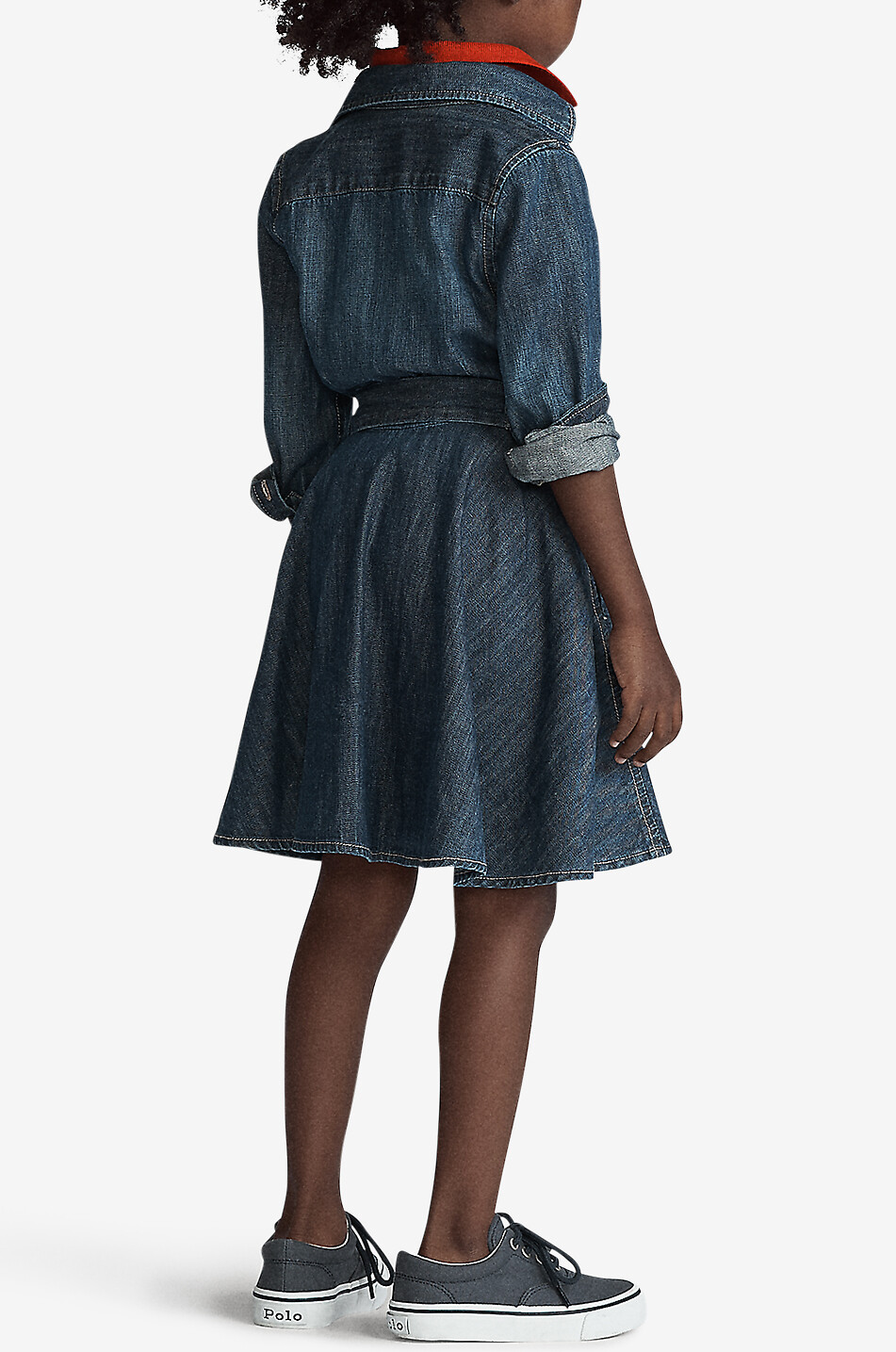 POLO RALPH LAUREN Langarm-Jeans-Hemdkleid für Mädchen Pony Mädchen BLAU 5
