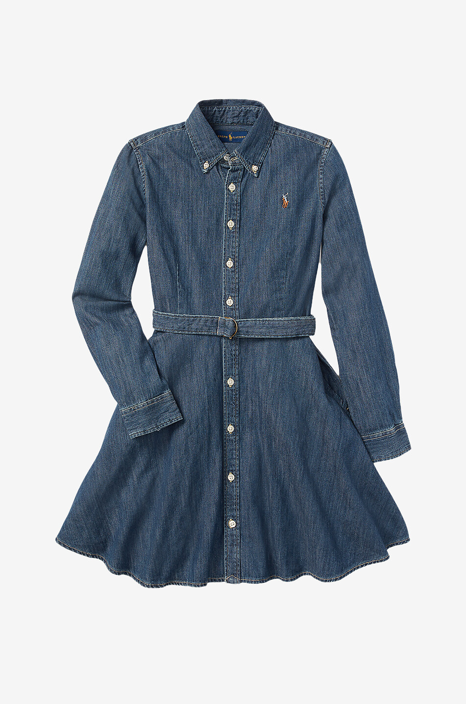 Pony girls' long-sleeved denim shirt dress