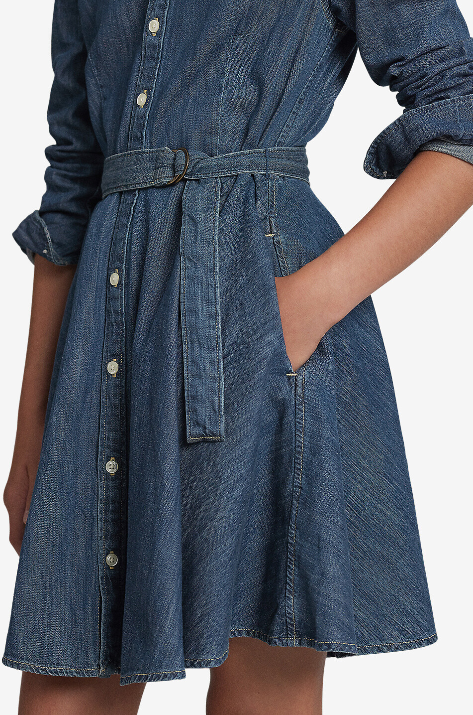 POLO RALPH LAUREN Pony girls' long-sleeved denim shirt dress Girl BLUE 4