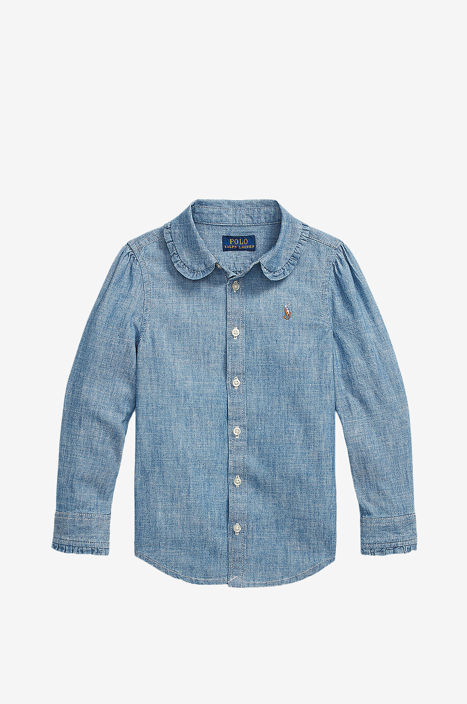 POLO RALPH LAUREN Pony girls' ruffled chambray shirt Boy BLUE 1