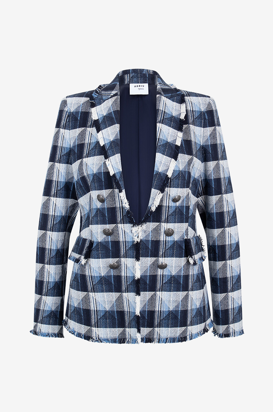 Geometric pattern adorned lightweight jacquard blazer