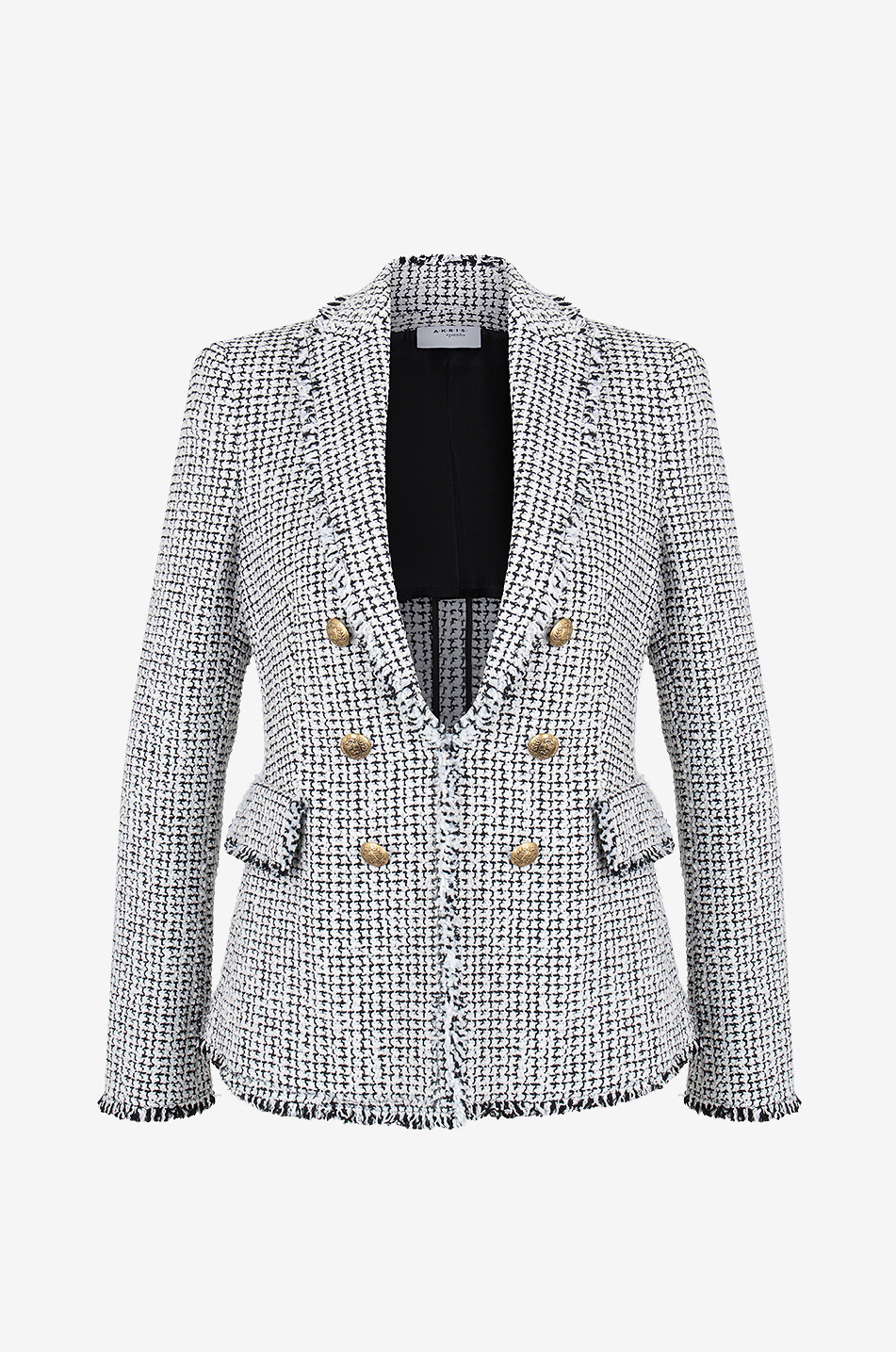 Blazer en tweed bouclette poivre et sel