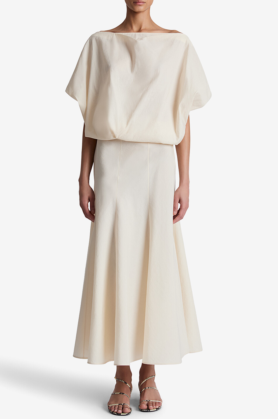 KHAITE Lenno silk and cotton midi skirt Women WHITE 5