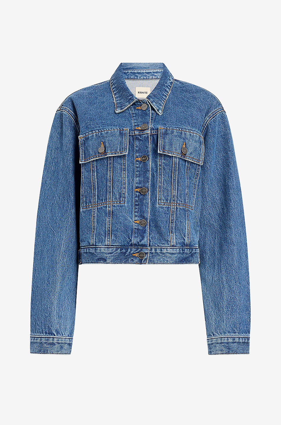 KHAITE Saunder Boone cotton denim jacket Women BLUE 1