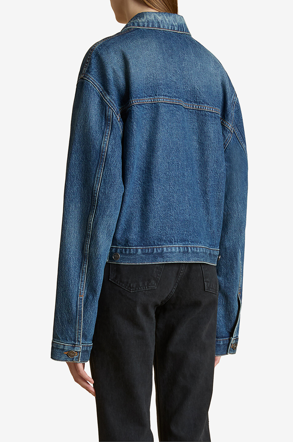 KHAITE Saunder Boone cotton denim jacket Women BLUE 4