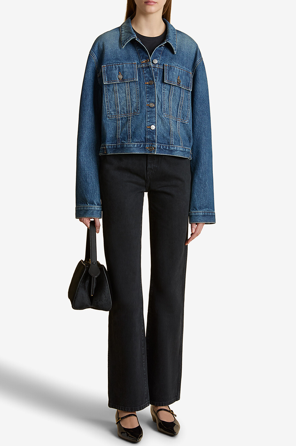 KHAITE Saunder Boone cotton denim jacket Women BLUE 5