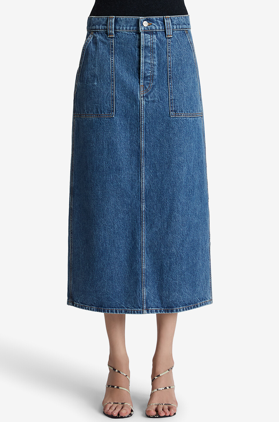 KHAITE Midirock aus Jeans aus Baumwolle Genevieve Boone Damen BLAU 3