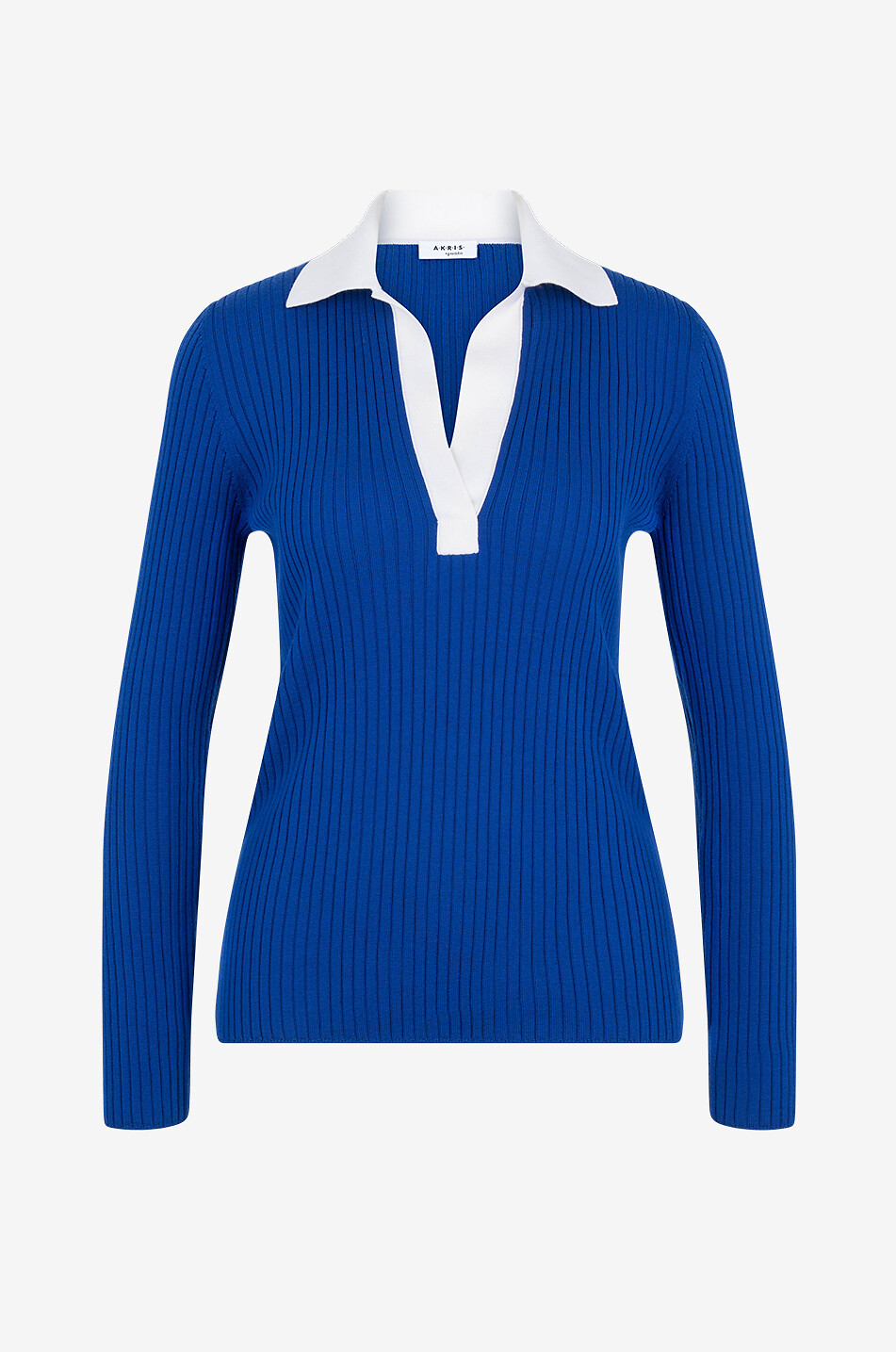 Langarm-Rippstrick-Polohemd Colour Block - Main Image