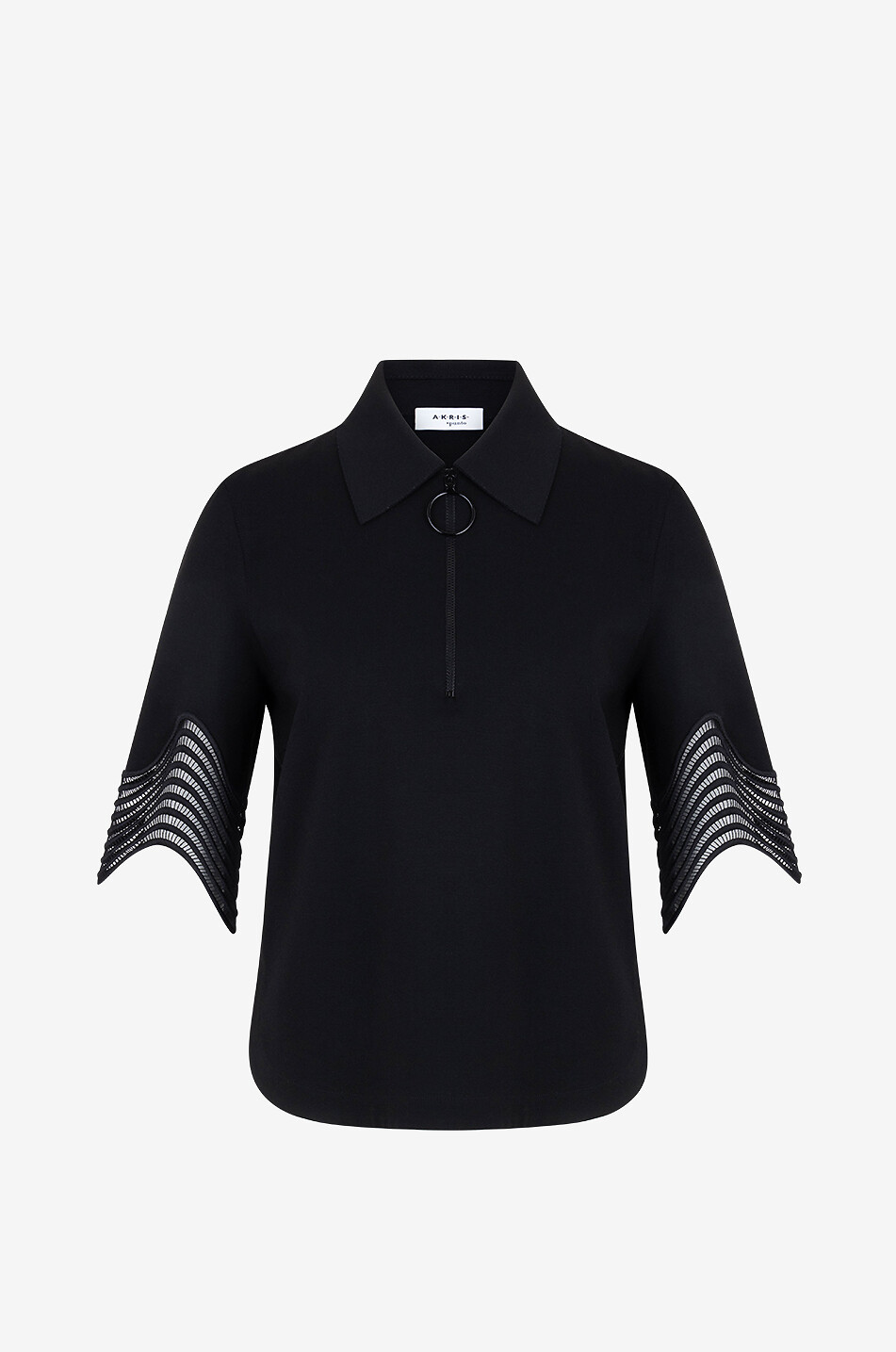 Weites Jersey-Polohemd mit welliger Spitze