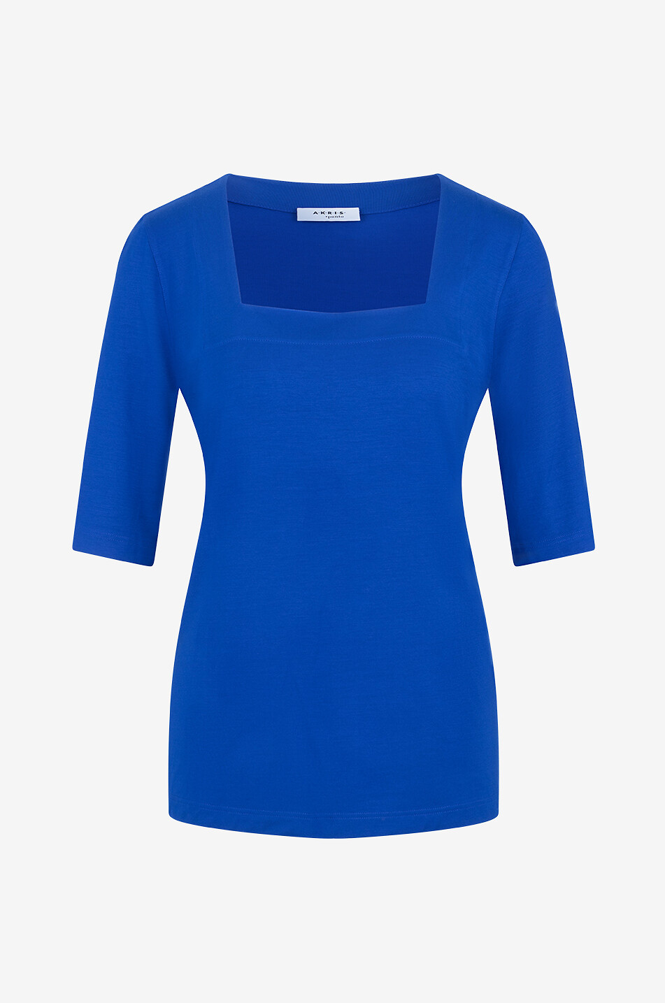 AKRIS PUNTO Square neck modal stretch T-shirt Women MEDIUM BLUE 1