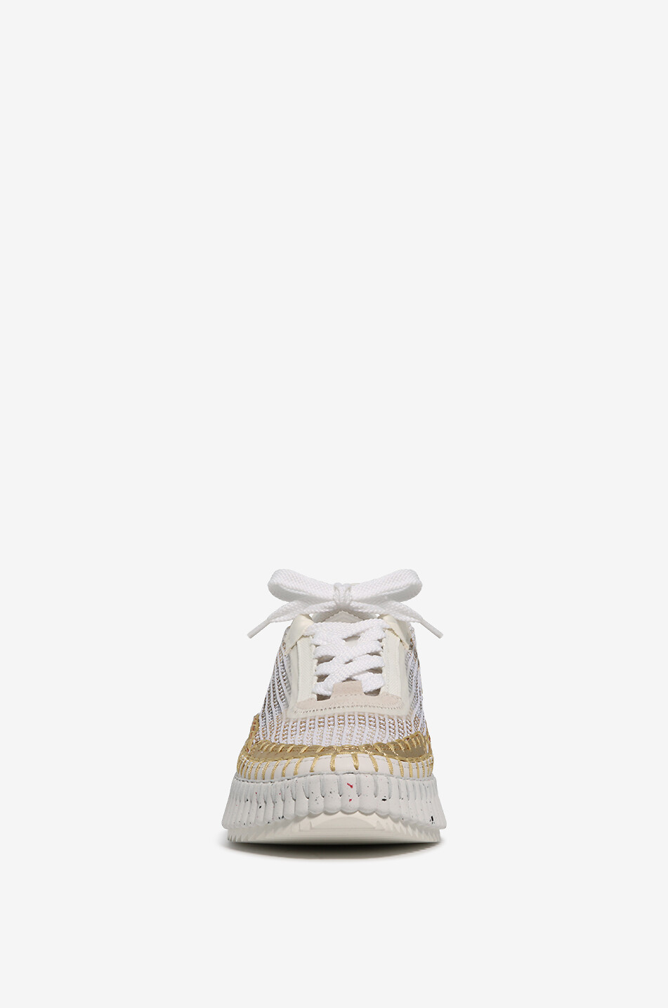 CHLOE Plateau-Sneakers aus Lurex-Strick und Leder Nama Damen WEISS 2