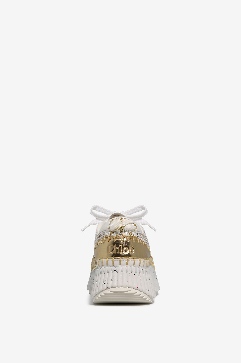 CHLOE Plateau-Sneakers aus Lurex-Strick und Leder Nama Damen WEISS 4