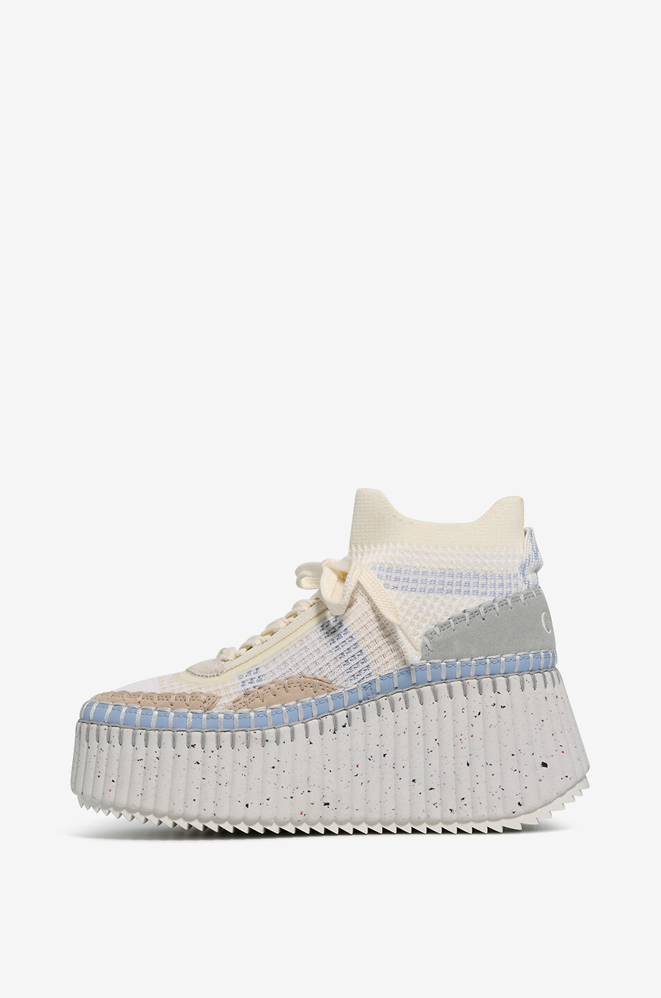 CHLOE Nama high-top wedge knit sneakers Women LIGHT BLUE 3
