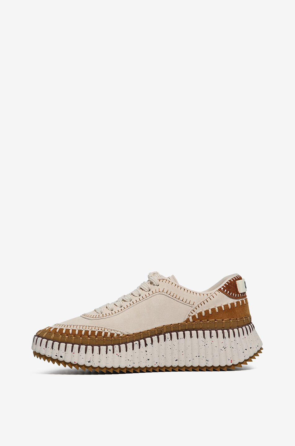 CHLOE Nama fabric and leather lace-up sneakers Women BROWN 3