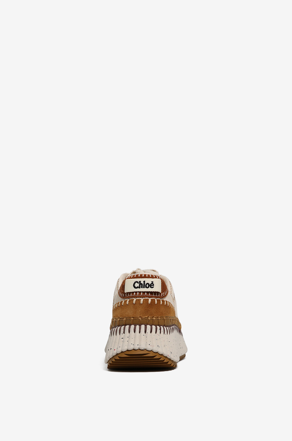 CHLOE Nama fabric and leather lace-up sneakers Women BROWN 4