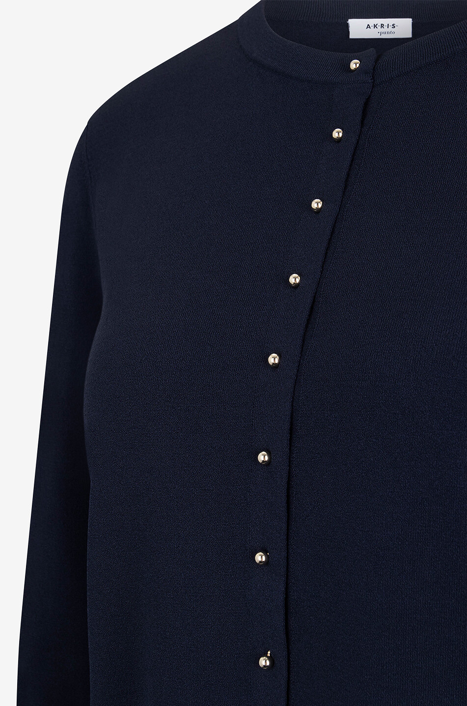 AKRIS PUNTO Cardigan en jersey à col rond et boutons perle Femme BLEU FONCE 3