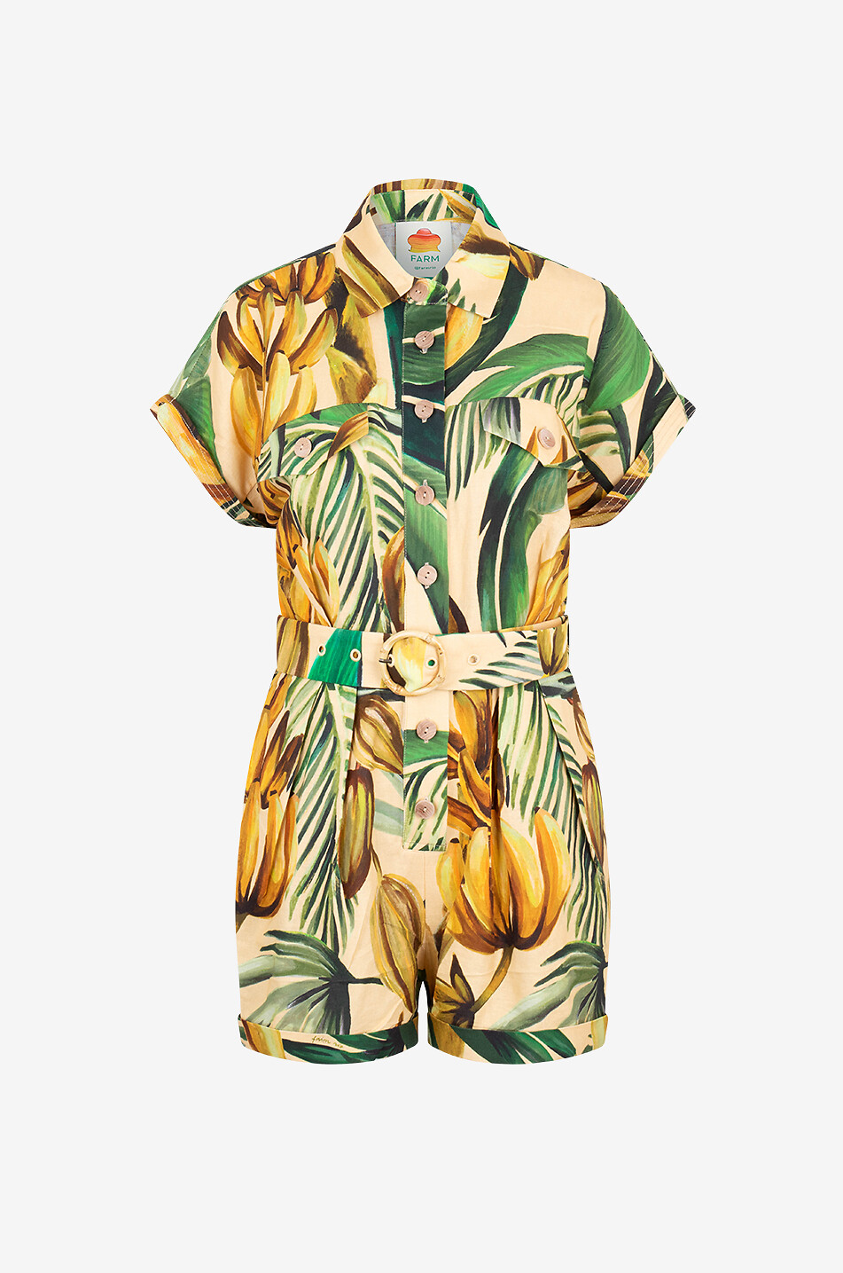 FARM RIO Kurzoverall aus Leinen und Viskose Bananart Damen GELB 1