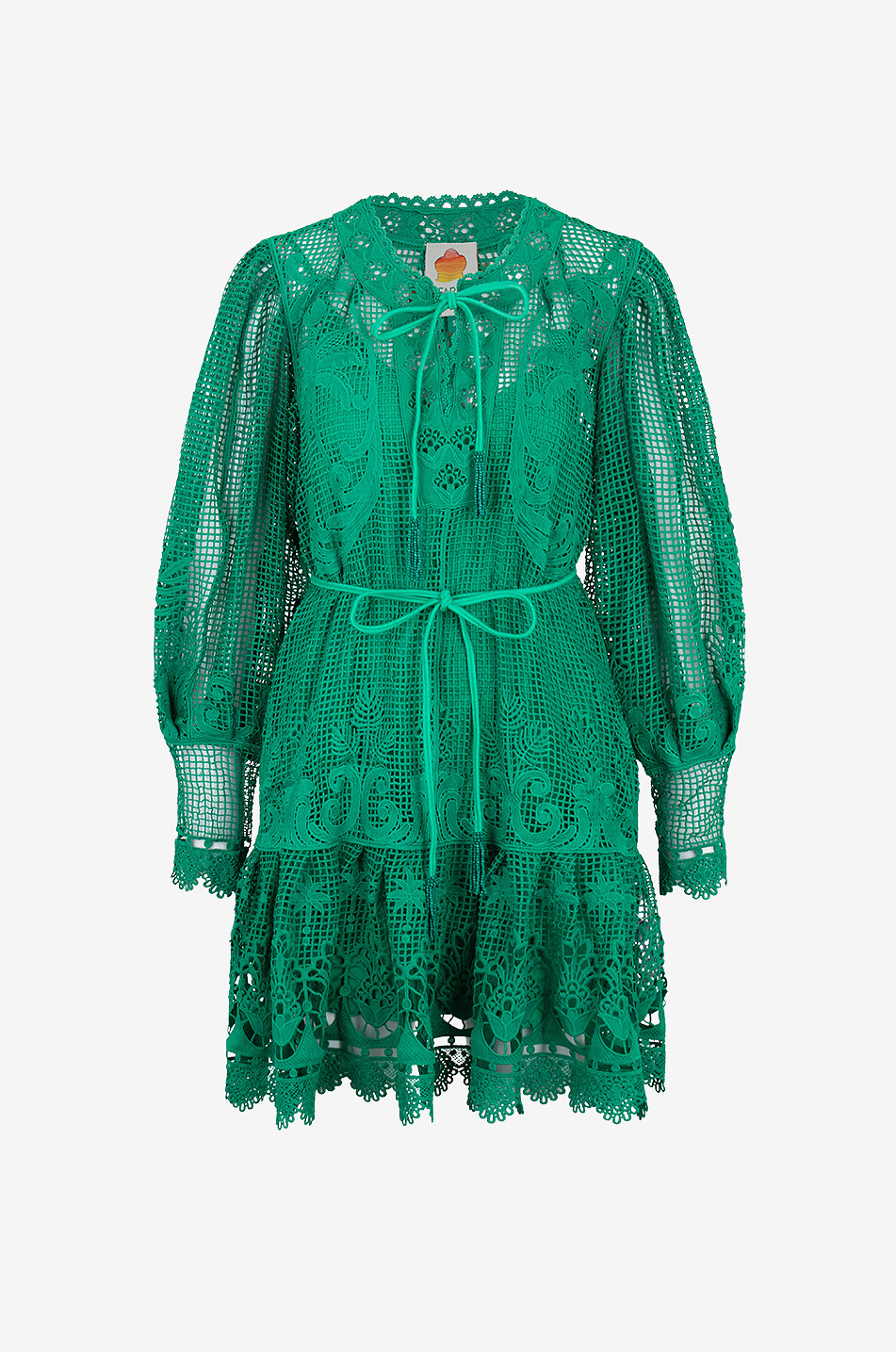 Lace Nature viscose long dress - FARM RIO - GREEN - Bongnie Outlet