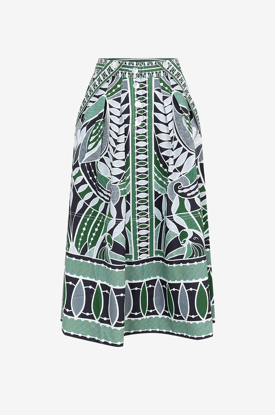 FARM RIO Lace Nature cotton midi skirt Women GREEN 1