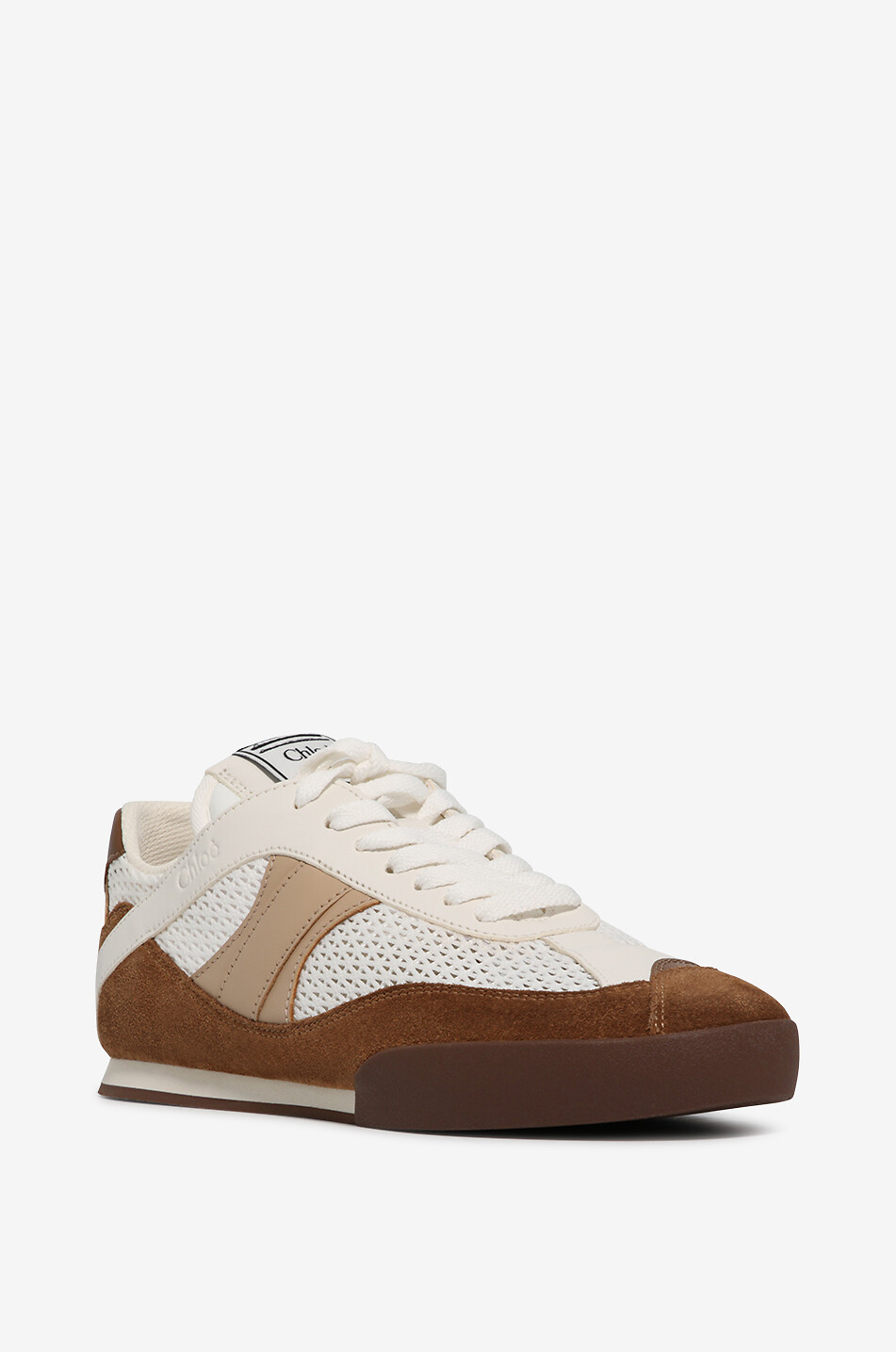 CHLOE Chloé Kick net and leather low-top sneakers Women BROWN 1