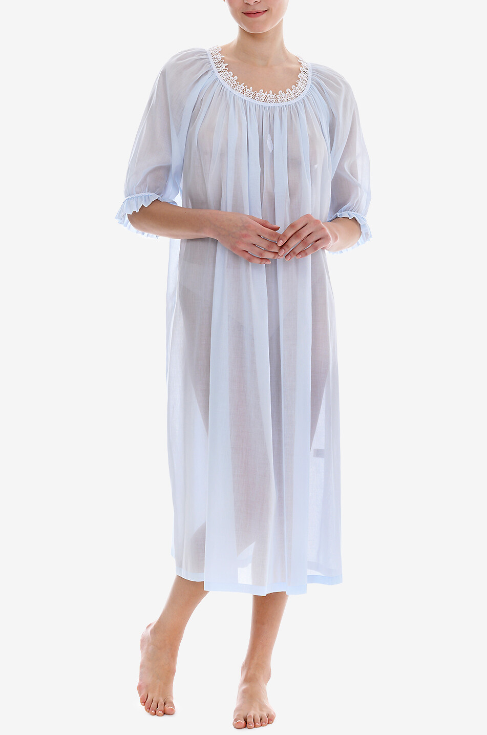 CELESTINE Sissi cotton nightdress Women LIGHT BLUE 3