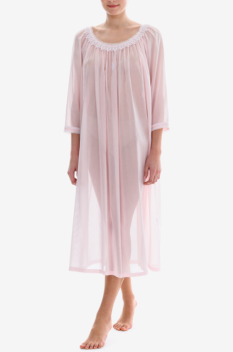 CELESTINE Chemise de nuit longue en coton Sissi Femme ROSE CLAIR 3